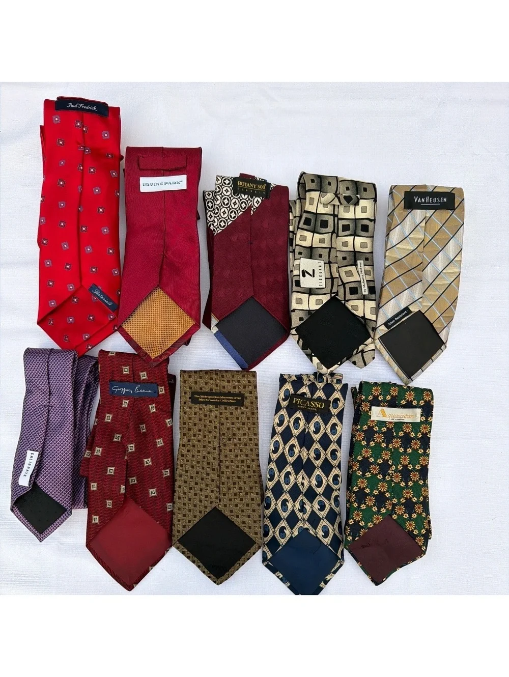 Men’s Vintage Designer Silk Necktie Lot 10 Assorted Patterns Color